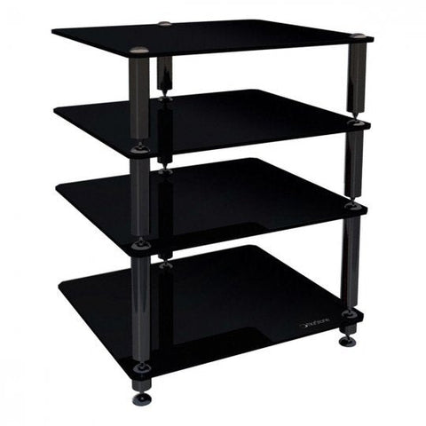 NorStone Bergen 2 - Black Four Glass Shelf Hi-Fi Audio Rack