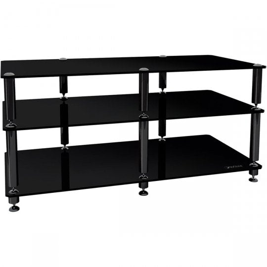 NorStone Bergen 2 -  Black Three Glass Shelf A/V Rack