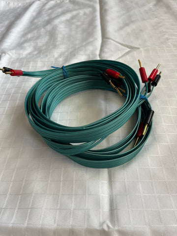 QED Speaker cables-(Used)  1 pair -10 ft, 1 Single-21 Ft., 1 Single-12 ft. All 2>4 banana termination.